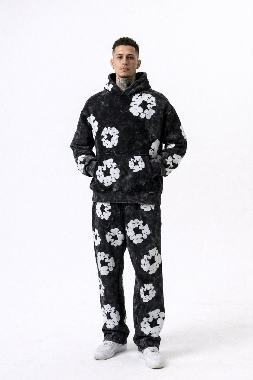 Ensemble streetwear hoodie + jogging motif floral – Lot de 8 pièces
