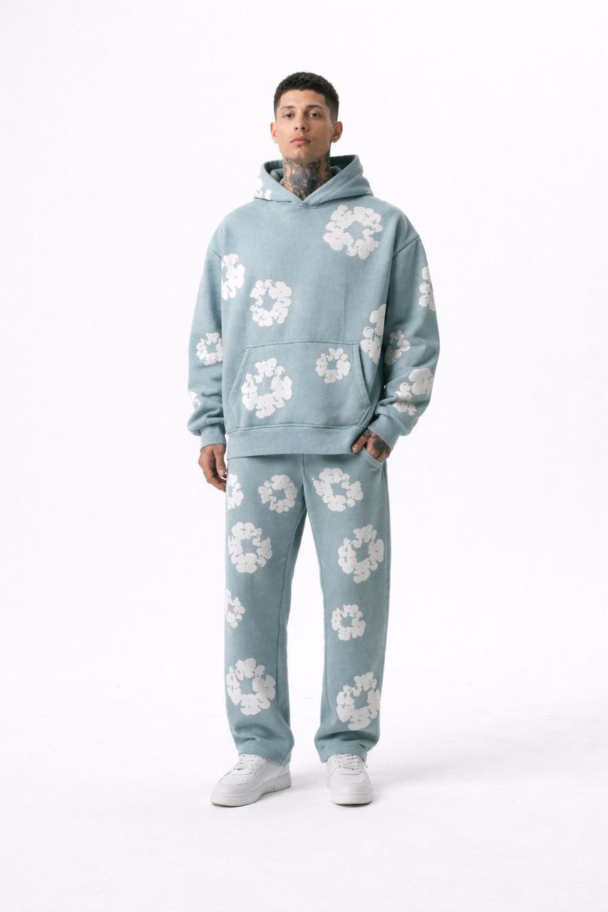 Ensemble streetwear hoodie + jogging motif floral – Lot de 8 pièces