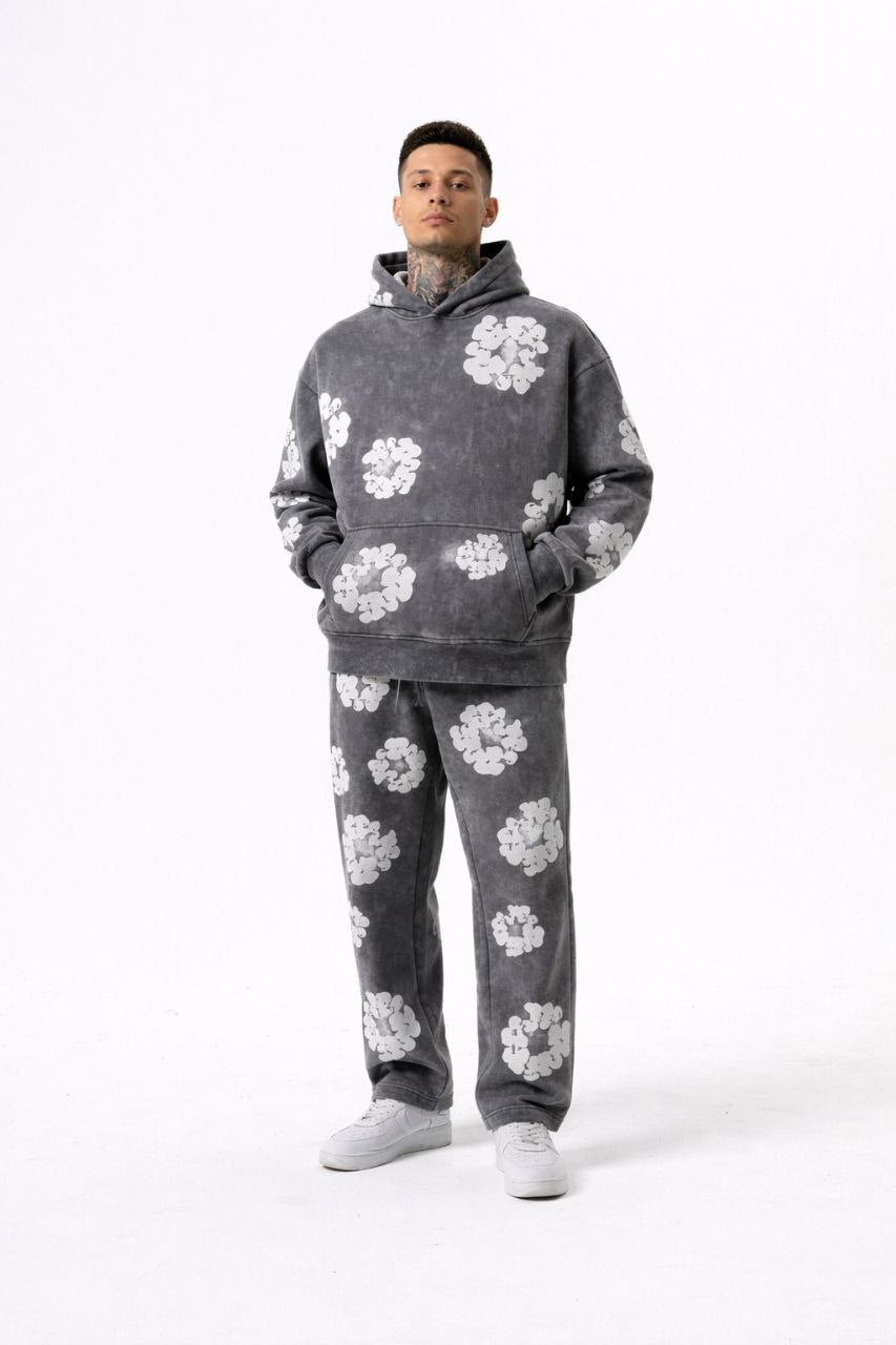 Ensemble streetwear hoodie + jogging motif floral – Lot de 8 pièces