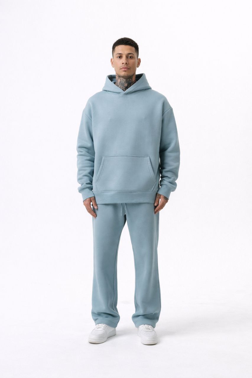Ensemble hoodie + jogging gris minimaliste streetwear – Lot de 8 pièces